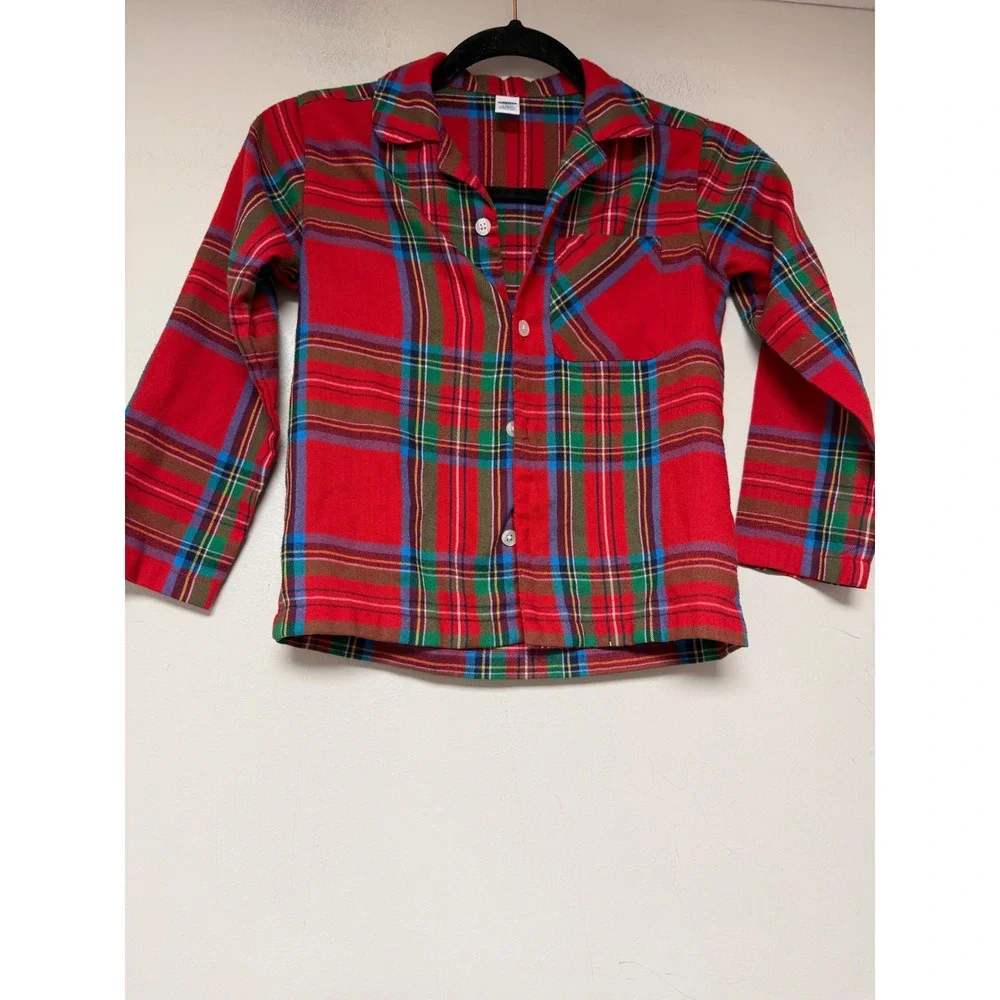 Old Navy Boys Red Plaid Pajama Top Size S 6-7 Flame Resistant Flannel Shirt